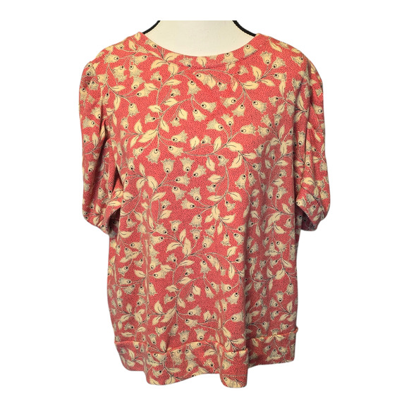 Who What Wear Top Womens Size XXL Rust Red Floral Print Short Sleeve Mature - Picture 1 of 10